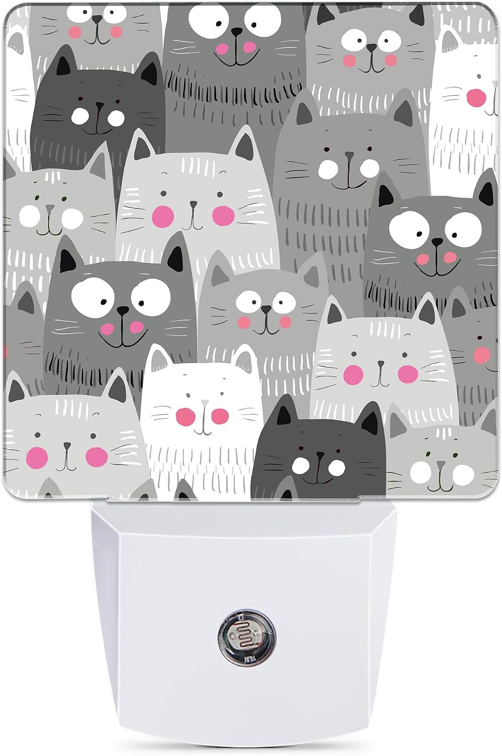 Gray Cartoon Cat Night Light Plug in Wall Lamp Smart Dusk to Dawn Sensor for Home Decorative, Kids Room Bedroom Bathroom Kitchen Hallway…
