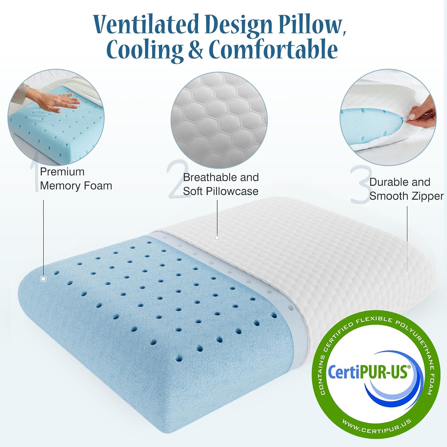 Olixis Memory Foam Pillows for Sleeping 5 Pack Queen Size Bed Pillows for Adults with Removable Washable Cover Breathable Mesh Gel Cooling…