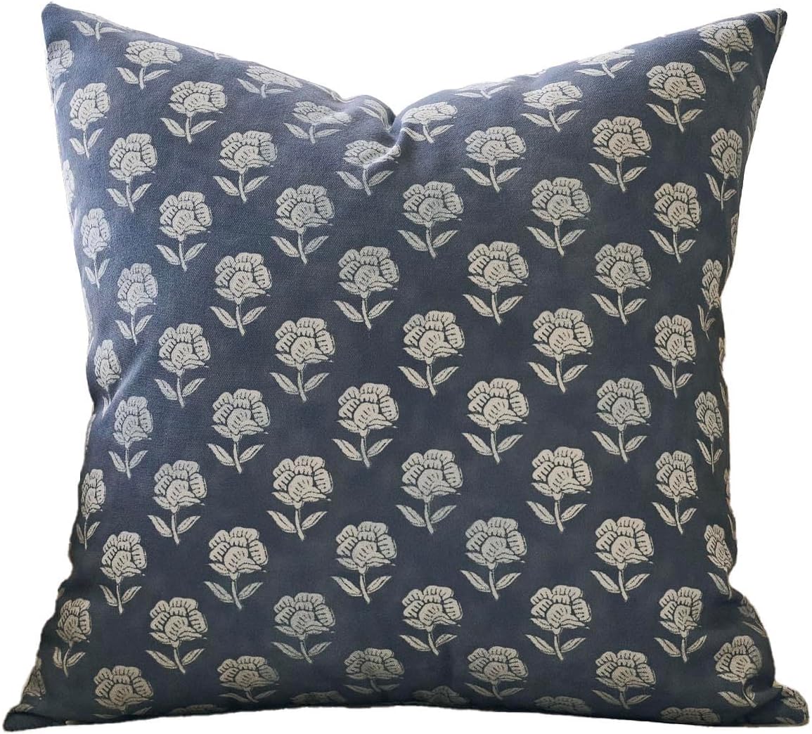 Domvitus Floral Pillow Covers 20x20 Throw Pillow Covers Decorative Farmhouse Block Floral Print Vintage Pillow Cover for Living Room Couch…