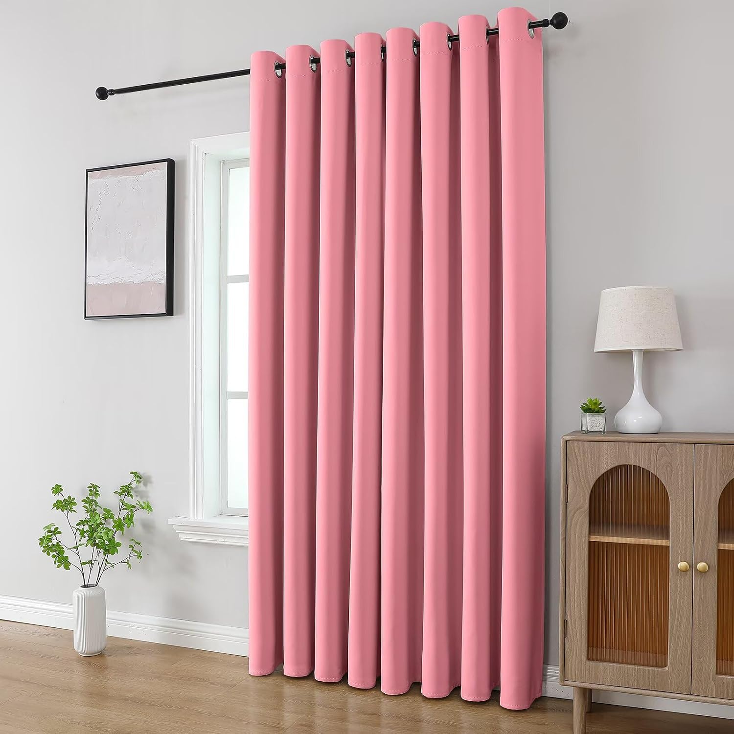 CUCRAF Custom Pink Blackout Curtains 1 Panel Set, Thermal Insulated Grommet Room Darkening Curtain for Living Room Bedroom, Light…