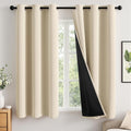 Miulee Cream Beige 100% Blackout Curtains for Bedroom 54 Inch Length, 2 Thick Layers Thermal Insulated Short Window Curtains with Black Lin…