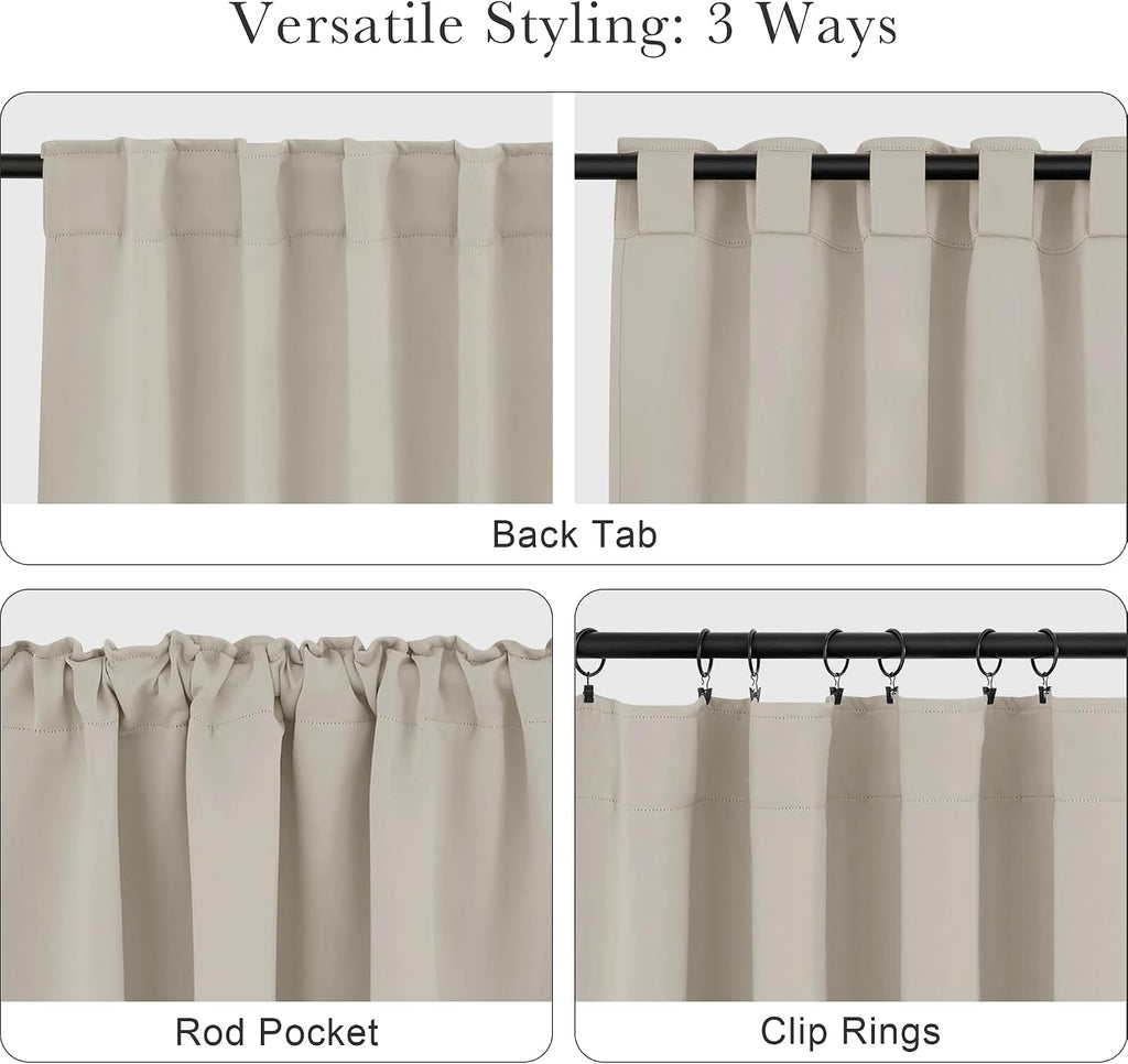 Ponydance PONY DANCE Short Black Out Curtain Panels for Basement, Small Curtains for Bathroom, Thermal Insulated Tiers for Basement, 34x54…