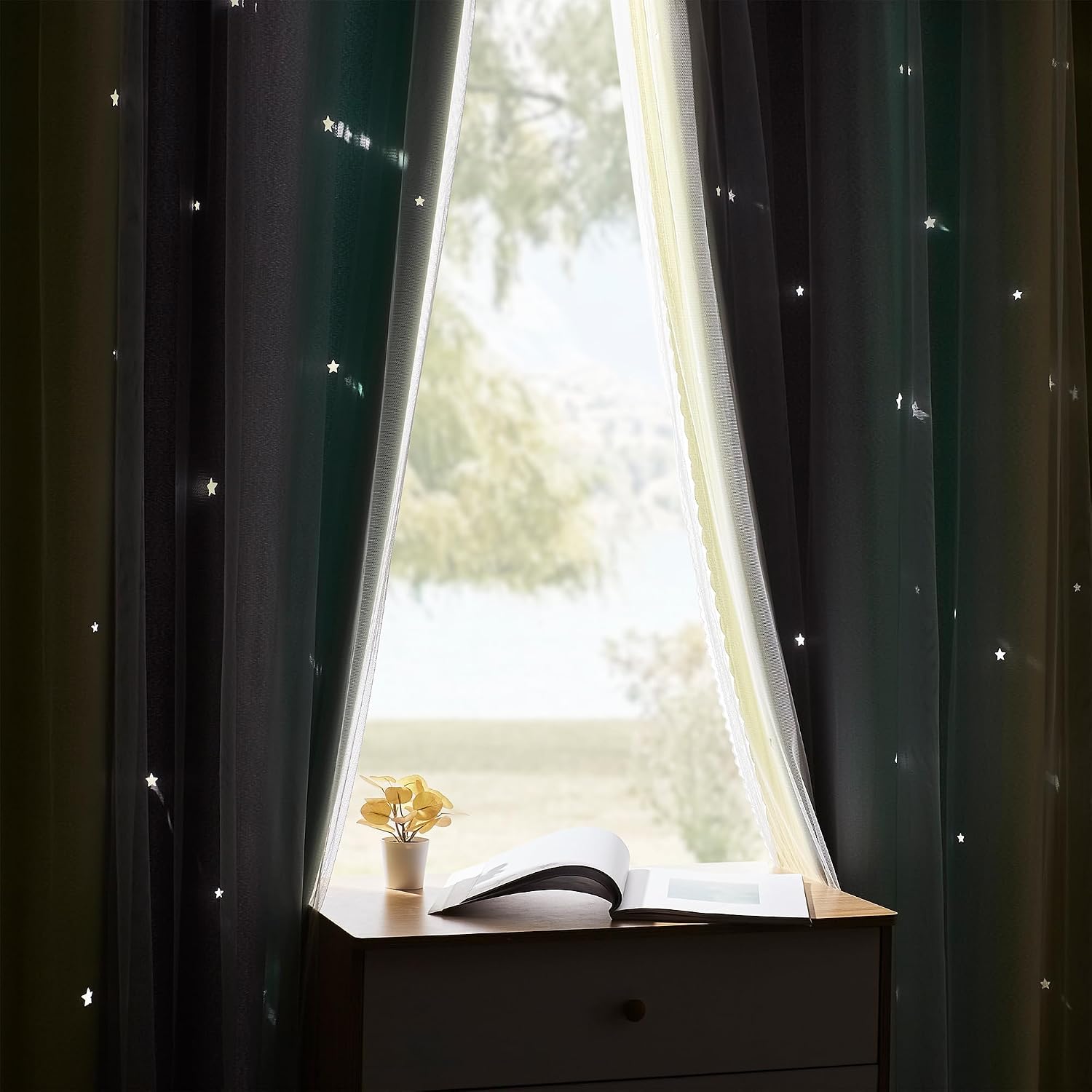Addsomecolortolife XiDi Yellow & Rainbow Curtains for Kids & Girls Room - Blackout, Grey & Green 52x84 Inch Long 1 Panel with Unicorn Wall…