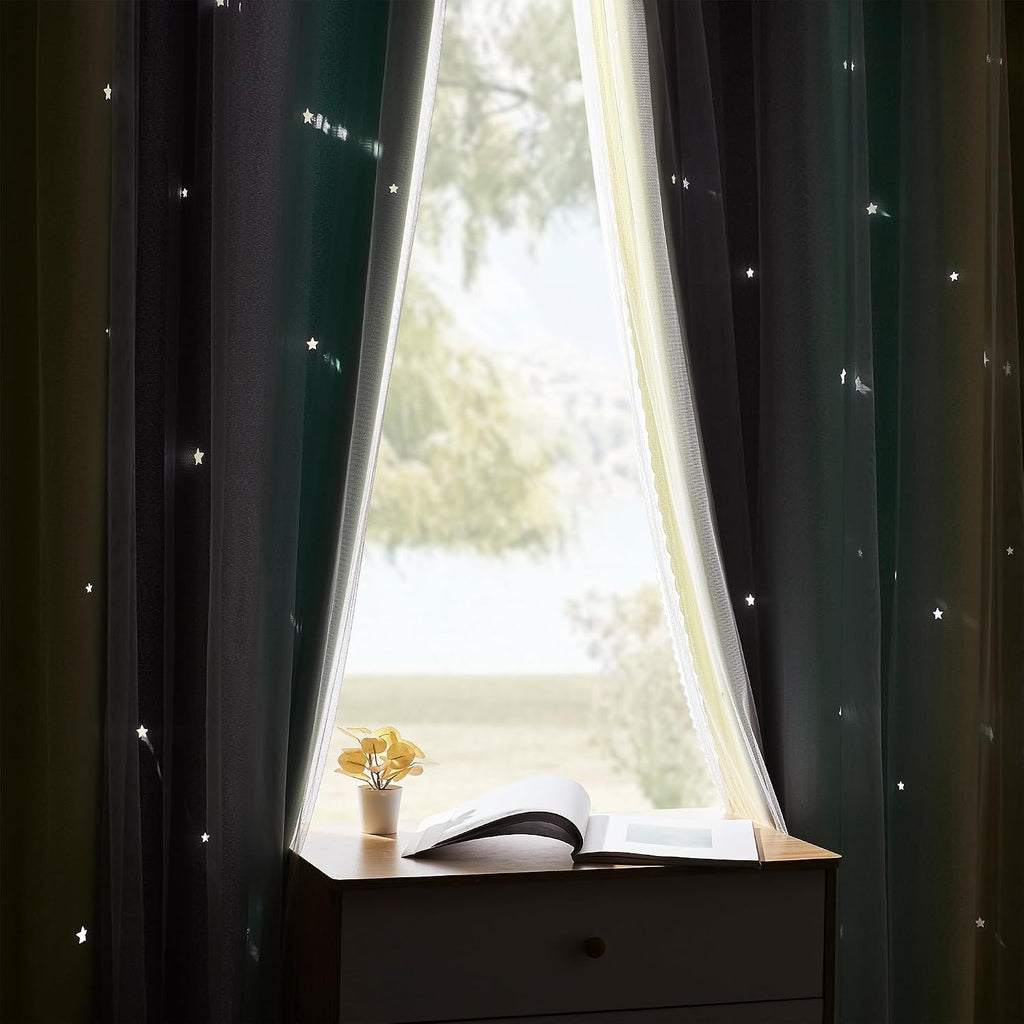 Addsomecolortolife XiDi Yellow & Rainbow Curtains for Kids & Girls Room - Blackout, Grey & Green 34x84 Inch Long 1.6 inch Grey