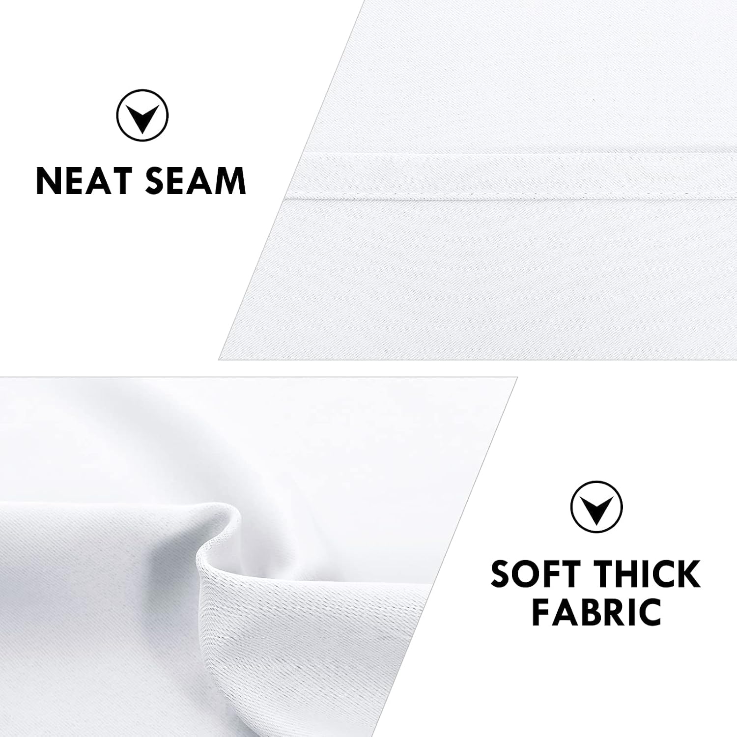DWCN White Short Room Darkening Curtains for Kitchen/Bedroom, 42 x 36 inches Long - Energy Saving Window Drapes for Nursery with Rod…