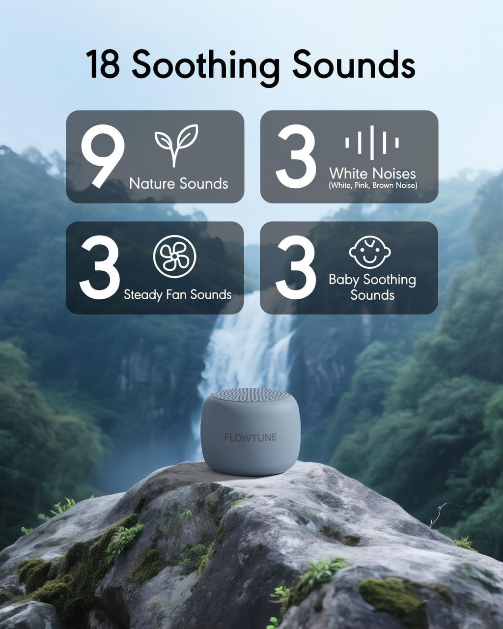 Sound Machine Flowtune White Noise Machine for Baby Adults, Mini Portable Sound Machine for Travel, 6H Timer, 18 Soothing Sleep Sounds…