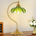 Glass Beside Table Lamp for Bedroom, Plug In Gold Desk Lamp, Vintage Flower Nightstand Lamp, Table Lamps for Living Room, Small Desk…