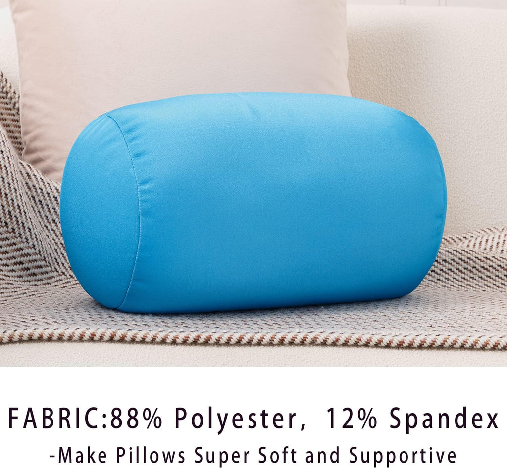 Squish Bean Bed Microbead Pillow Bolster Tube Body Pillow Smooth Cool Touch Fabric Neck & Back Support Throw Travel Pillow Fun Colors…