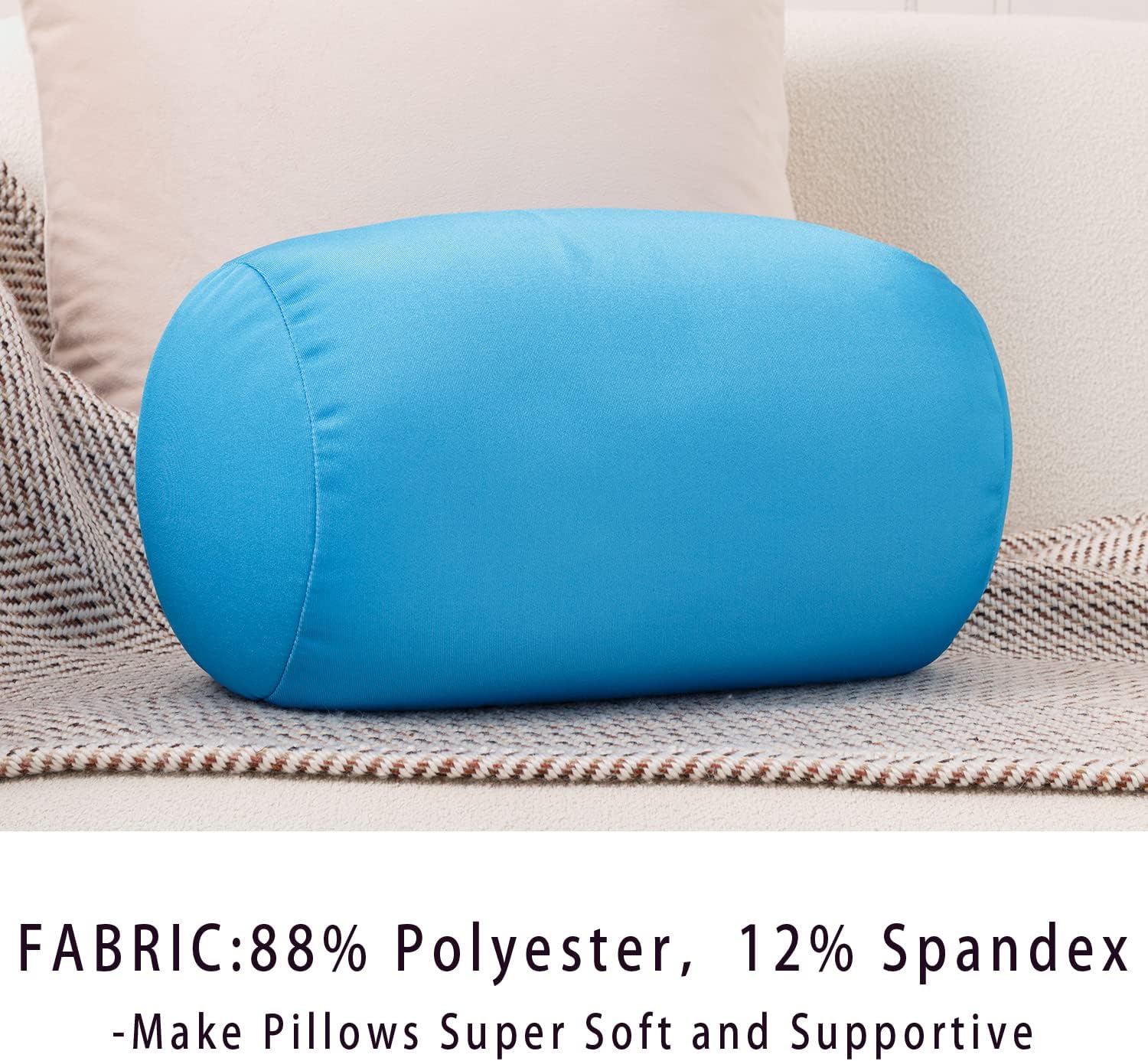 Squish Bean Bed Microbead Pillow Bolster Tube Body Pillow Smooth Cool Touch Fabric Neck & Back Support Throw Travel Pillow Fun Colors…