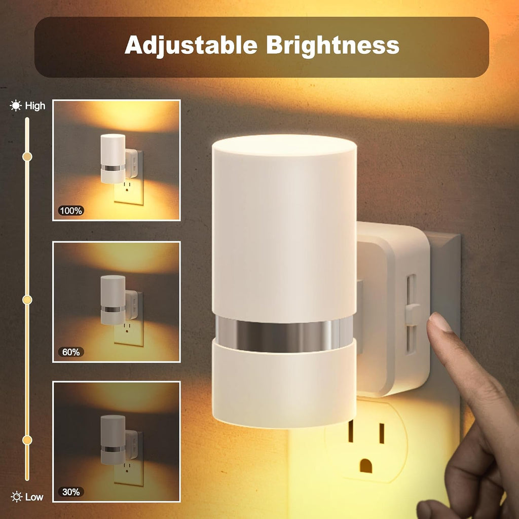 JandCase Night Lights Plug into Wall, Automatic Night Light with Dusk to Dawn, 2 Pack Amber 0-100LM Dimmable Plug in LED Nightlight for…
