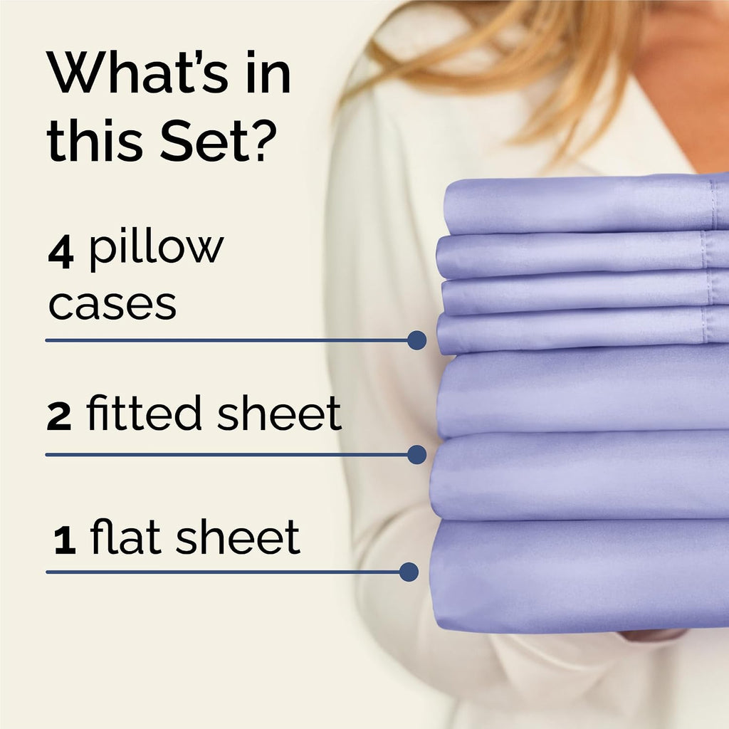 Split King 7 Piece Sheet Set - Comfy, Breathable & Cooling - Soft Hotel Luxury Bedding for Women, Men, Kids, Teens and Children - 1 Flat…