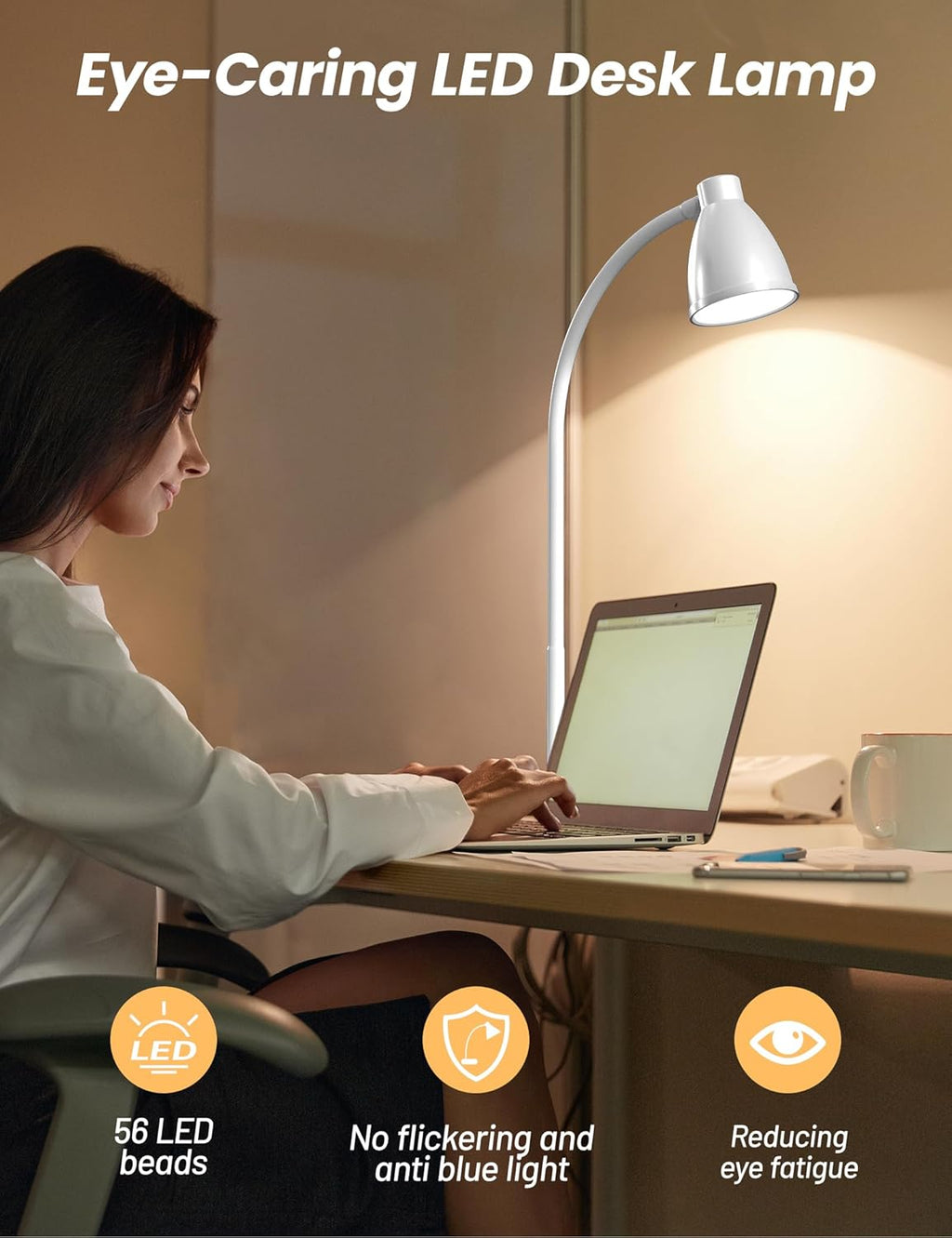 BOHON LED Desk Lamp with USB Charging Port, 3 Color Modes Dimmable Reading Lamp, Auto Dimming Task Lamp, Flexible Neck Table Light for…