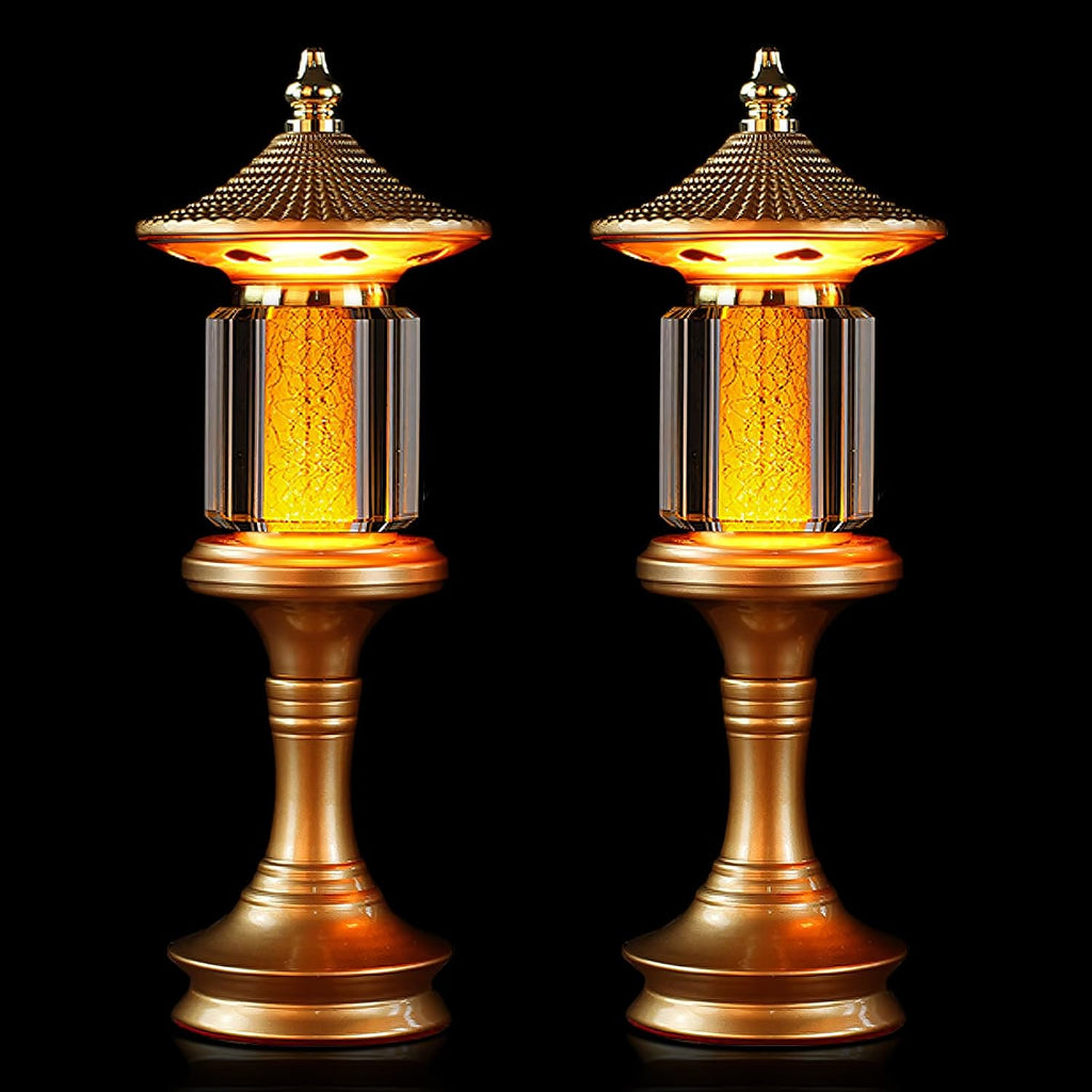 1 Pair-7 Color LED Lotus Flower Lamp - Crystal Palace Lotus Buddhist Lamp Lights, Buddha Lamp Light with Adjustable Switch for Buddhist…