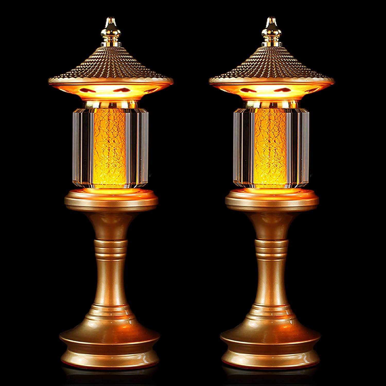 1 Pair-7 Color LED Lotus Flower Lamp - Crystal Palace Lotus Buddhist Lamp Lights, Buddha Lamp Light with Adjustable Switch for Buddhist…