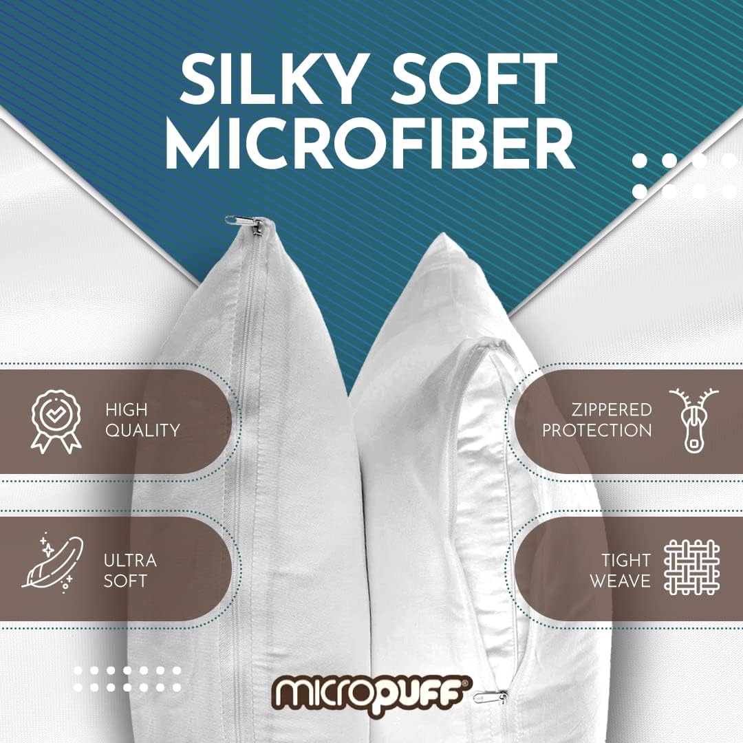 Micropuff King Size Pillow Protectors with Zipper - 4 Pack - Soft and Breathable Hypoallergenic Pillow Cover. Pillowcase Protects Against…