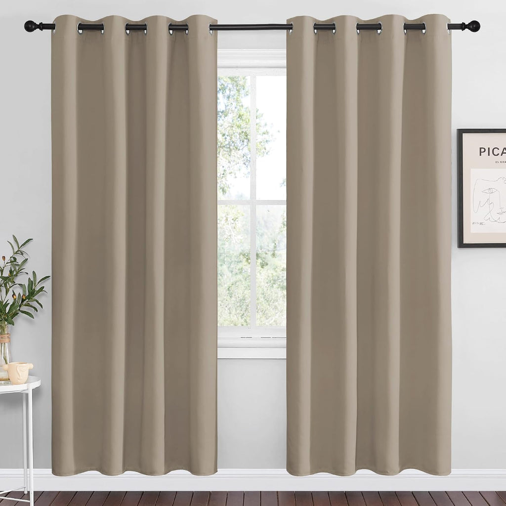 Nicetown Taupe Blackout Curtains 78" Long for Office, 55" Wide, 2 Pieces, Dining Room, Guest Room, Sound Reducing Heat and Cold Block Curta…