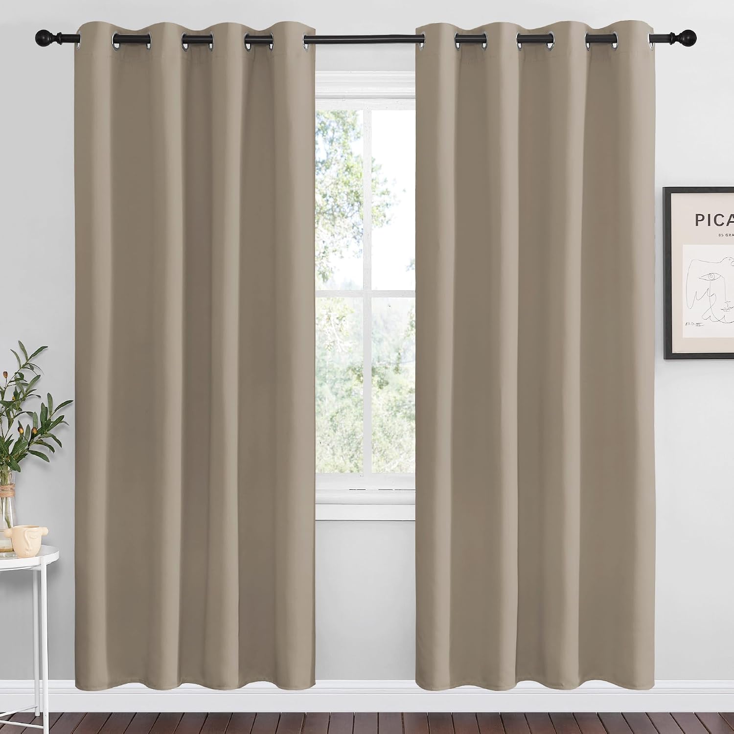 Nicetown Taupe Blackout Curtains 78" Long for Office, 55" Wide, 2 Pieces, Dining Room, Guest Room, Sound Reducing Heat and Cold Block Curta…