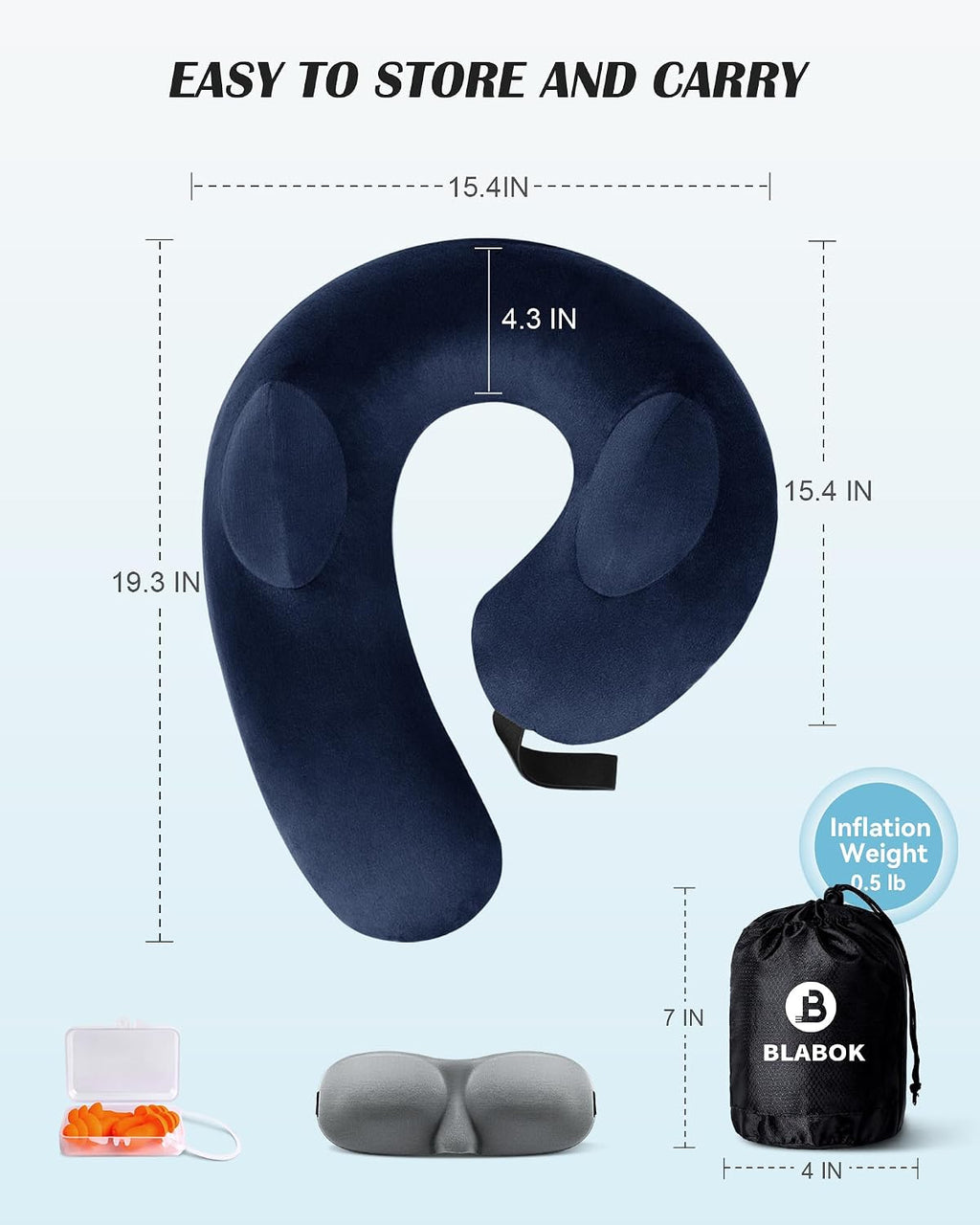Patented Design Inflatable Travel Neck Pillow – Airplane Neck Pillow with 360° Head & Neck Support, Soft Washable Velvet Cover, Compact…