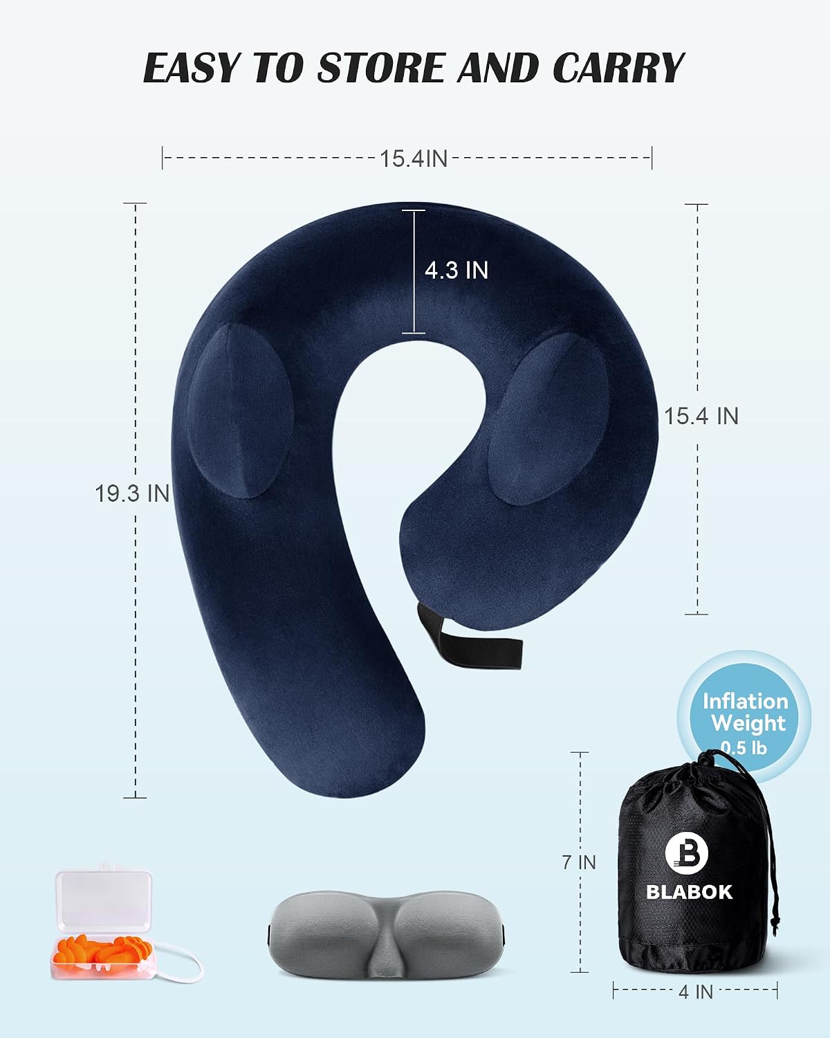 Patented Design Inflatable Travel Neck Pillow – Airplane Neck Pillow with 360° Head & Neck Support, Soft Washable Velvet Cover, Compact…