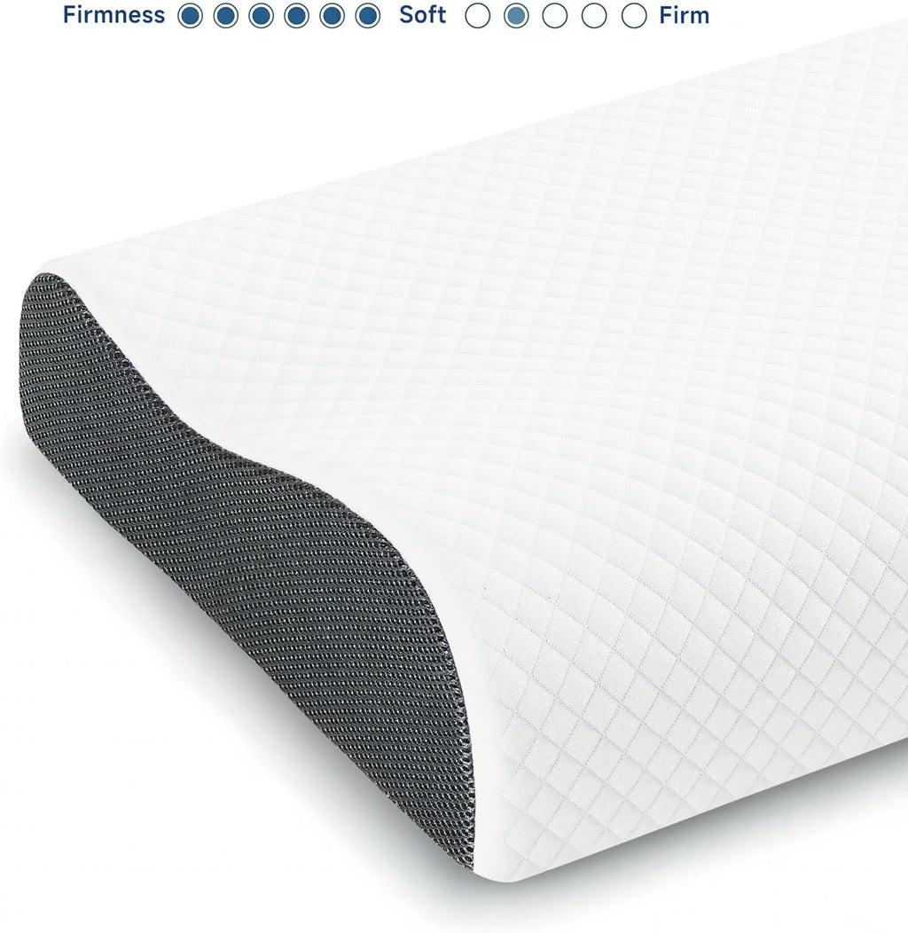 Memory Foam Cervical Pillow for Neck Support - Orthopedic Ergonomic Contour Pillow for Side Back Sleepers - Relatively Soft,150…