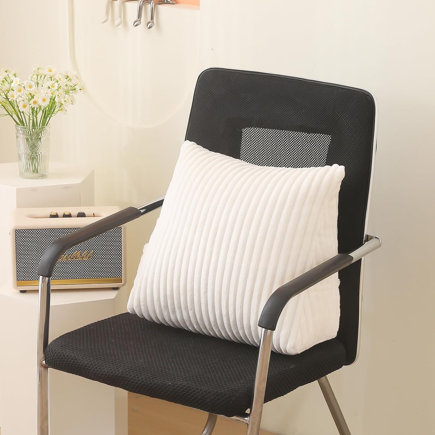 Corduroy Wedge Reading Pillow for Bed, 3 Sizes, 4 Colors for Bed, Sofa, Office Chair (White, Small 16 * 14 * 7in)