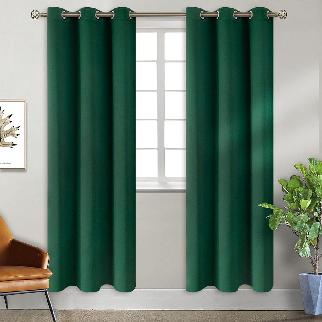 BGment Blackout Curtains for Bedroom - Grommet Thermal Insulated Room Darkening Drapes for Living Room, Set of 2 Panels (38 x 84 Inch, Emer…