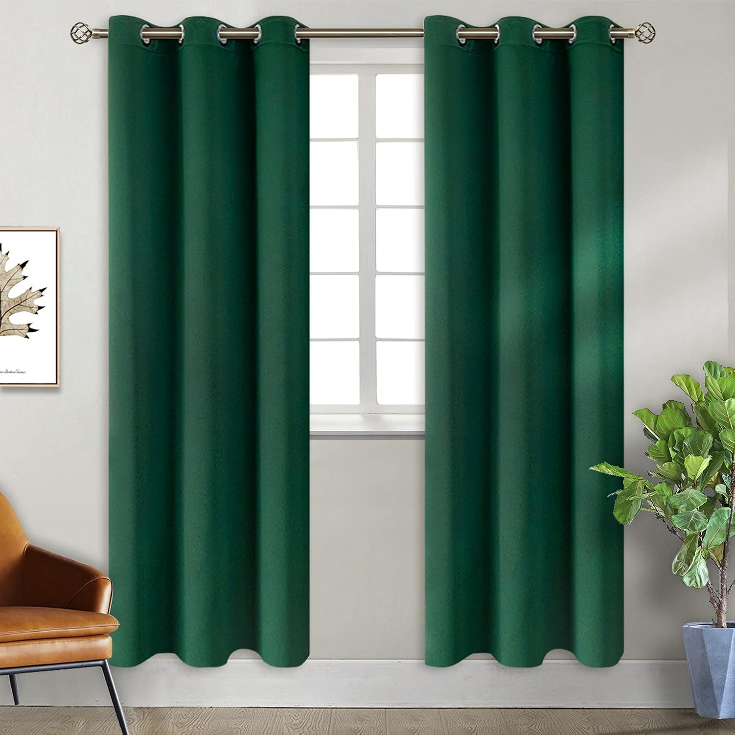 BGment Blackout Curtains for Bedroom - Grommet Thermal Insulated Room Darkening Drapes for Living Room, Set of 2 Panels (38 x 84 Inch, Emer…