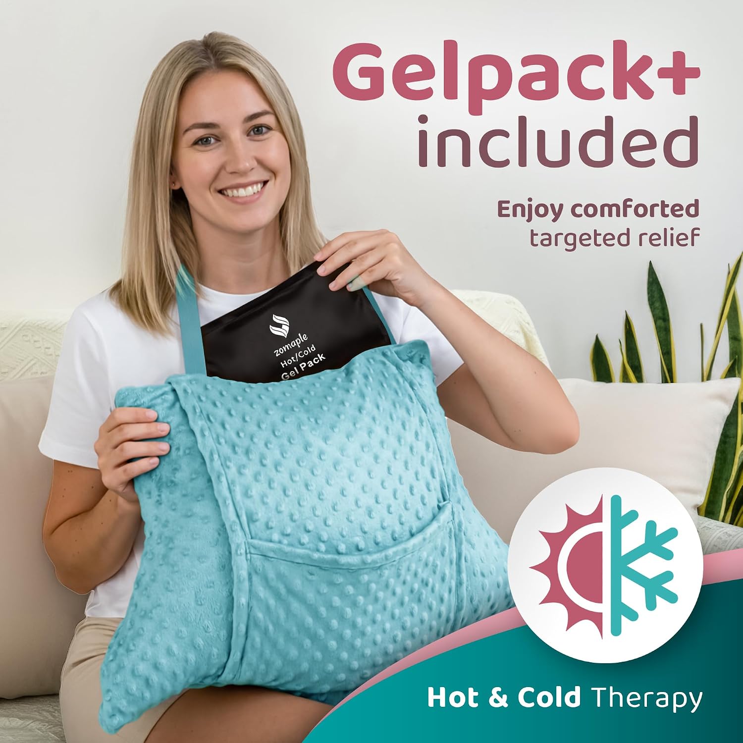 Zomaple Recovery Hysterectomy Pillow with Strap & 2 Gel Pack – Post Abdominal Surgery Must Haves – Ideal for C-Section, Laparoscopic & Hern…