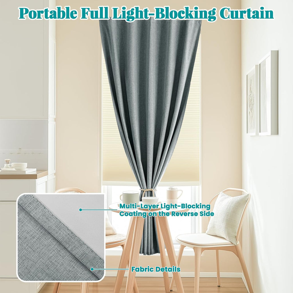 100% Blackout Self Adhesive Portable Curtains for Bedroom Easy to Install Window Thermal Lnsulated Kitchen Room Darkening Small Window…