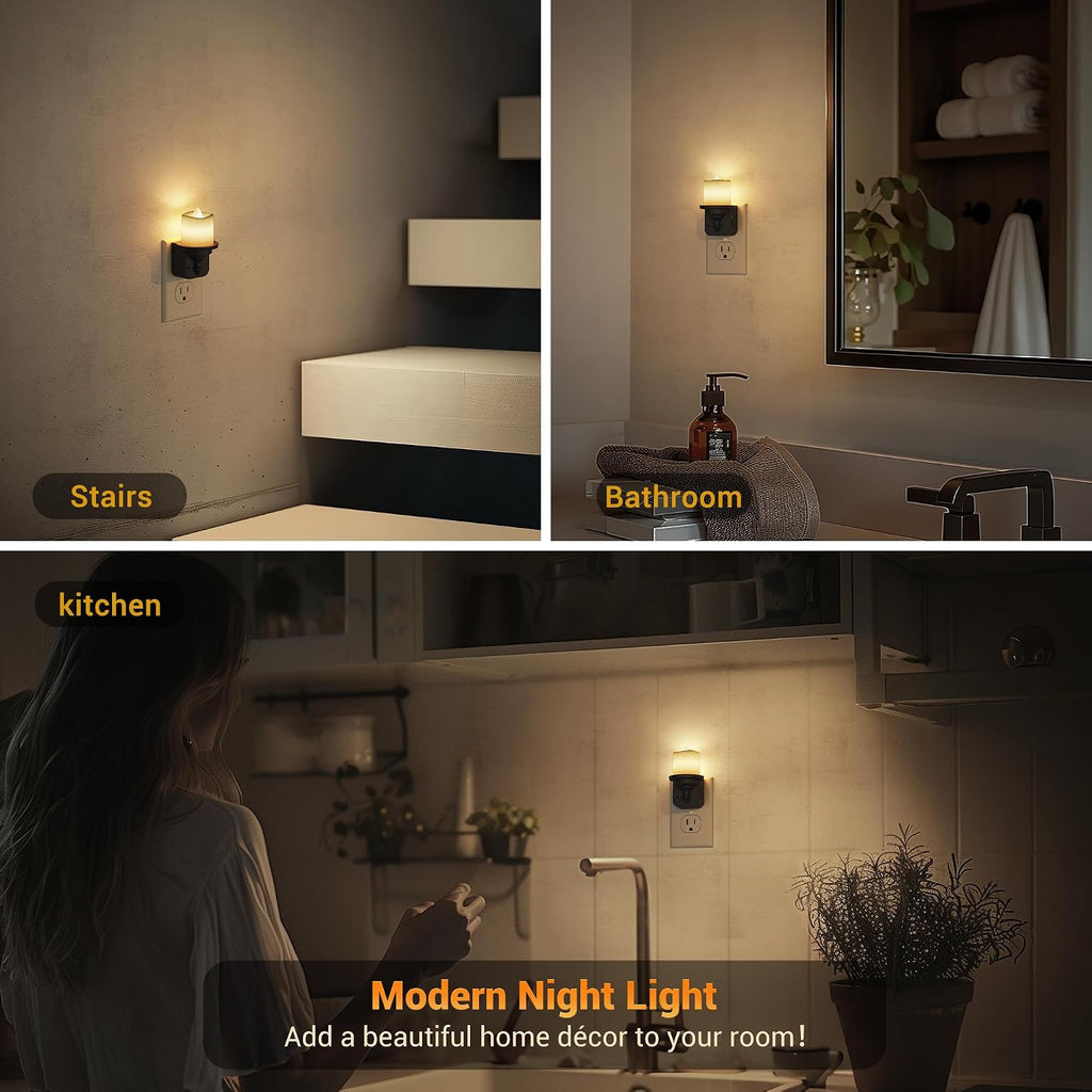 JandCase Flameless Candle Night Light, 2 Pack Night Lights Plug into Wall, 3000K Soft White, 0-100LM Dimmable Nightlight, Dusk to Dawn…