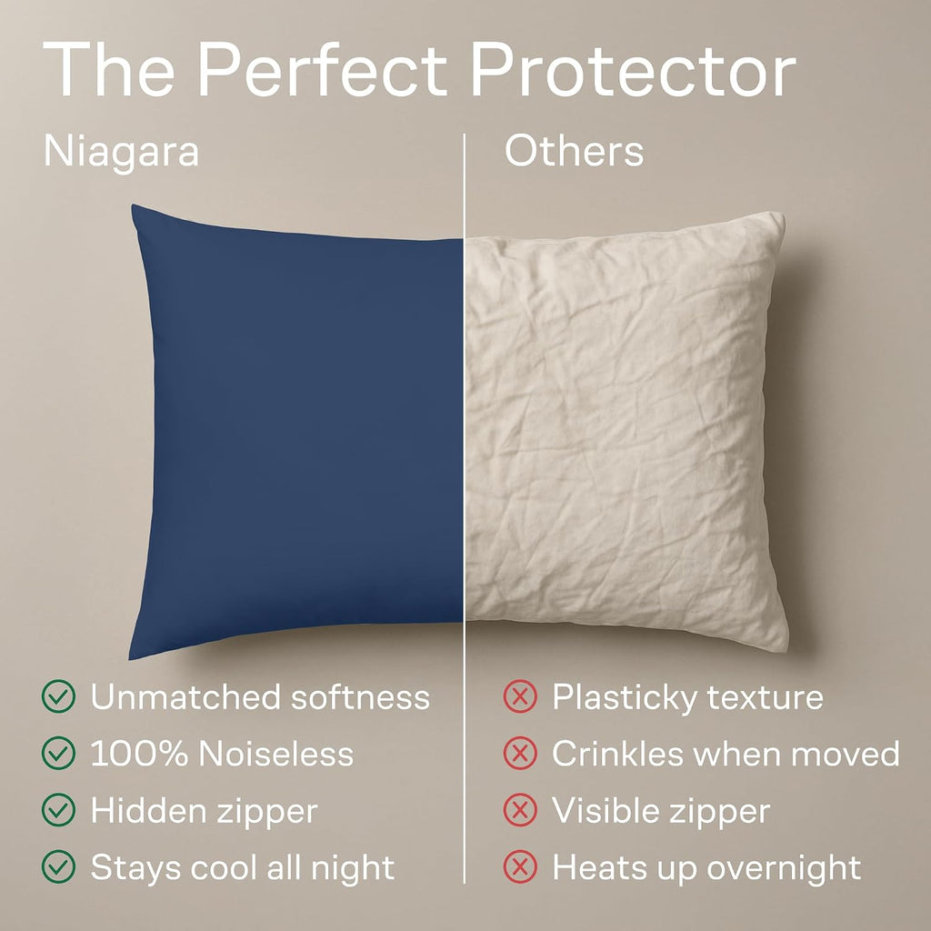 Ultra Soft Pillow Protectors with Zipper Standard Size - Set of 4 Breathable Pillow Covers - 100% Protection Against Stains, Dust & Dirt…