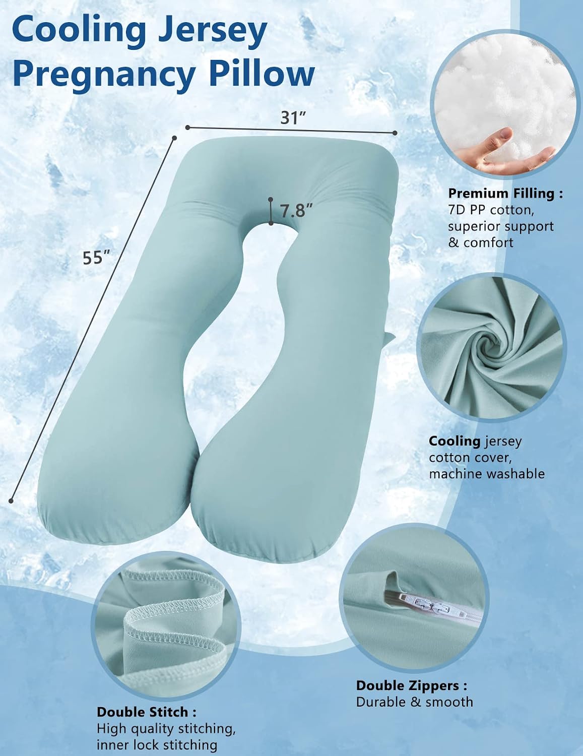Meiz Pregnancy Pillow, Cooling Pregnancy Pillows for Sleeping, Maternity Pillow for Pregnant Women, Pregnancy Body Pillow with Cooling Jers…
