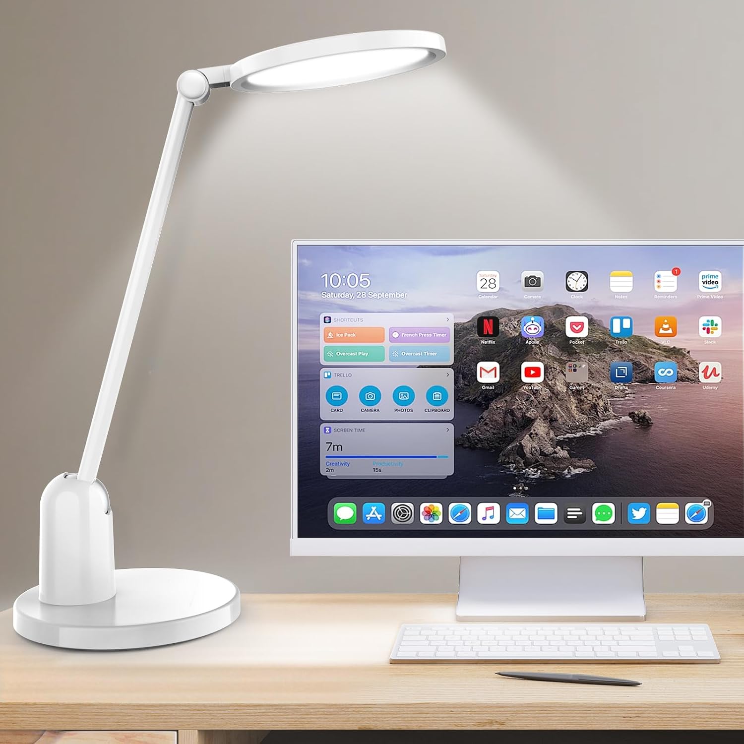 Kitloo Desk Lamps for Home Office with Stable Base, 1000LM Ultra Bright Eye-Caring Desk Light, 3000K-6000K Dimmable Table Lamp with…