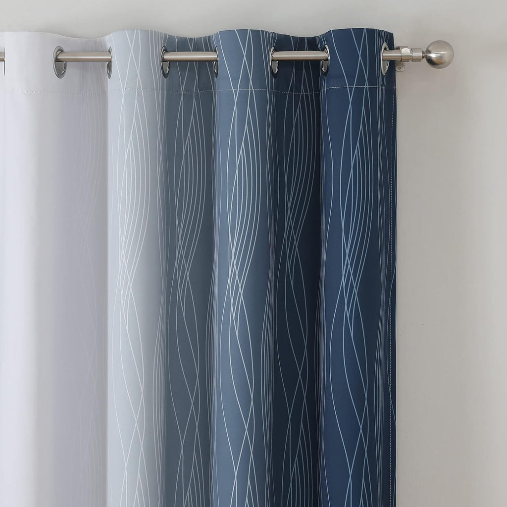 Estelartextiler Estelar Textiler Navy Blue and Greyish White Blackout Curtains 108 Inches Long, Thermal Insulated Long Curtains for Bedroom…