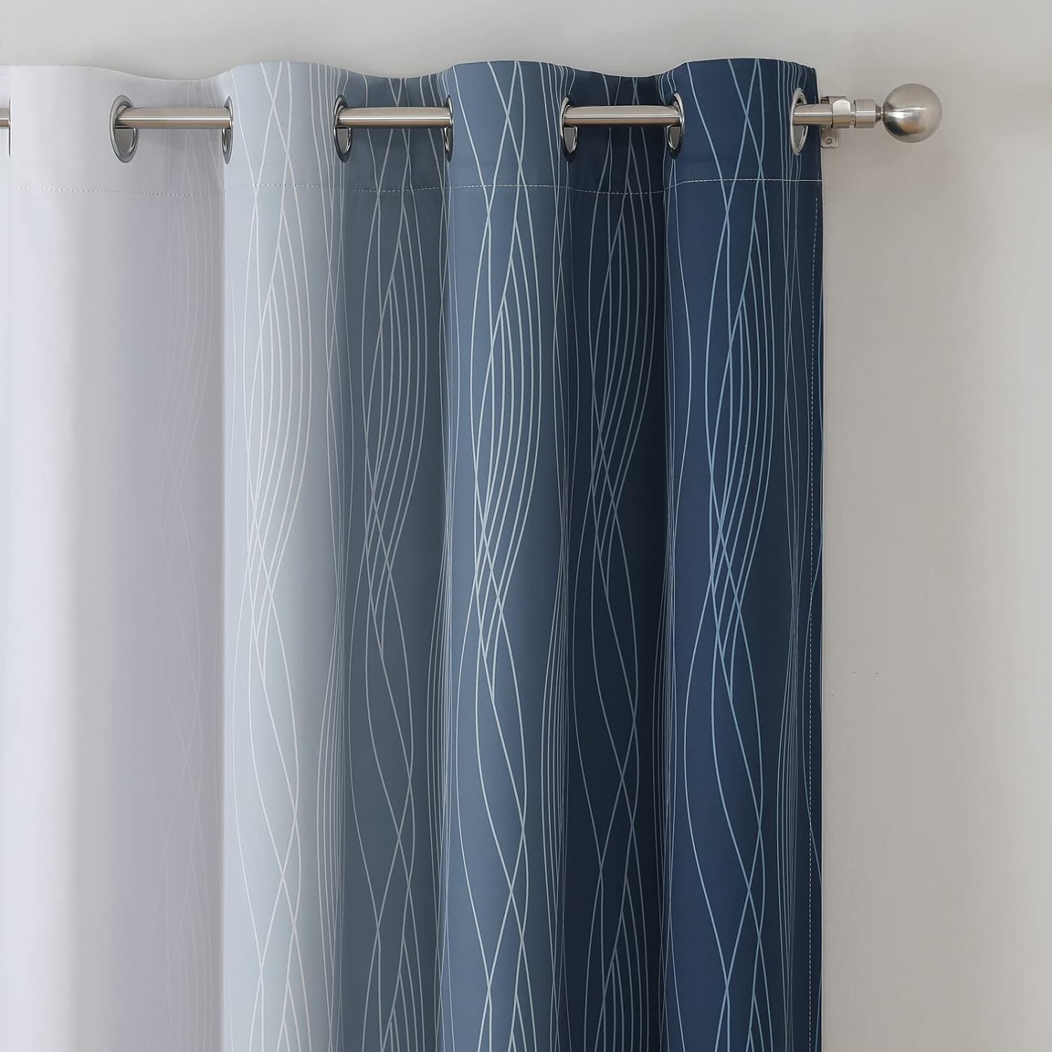 Estelartextiler Estelar Textiler Navy Blue and Greyish White Blackout Curtains 108 Inches Long, Thermal Insulated Long Curtains for Bedroom…
