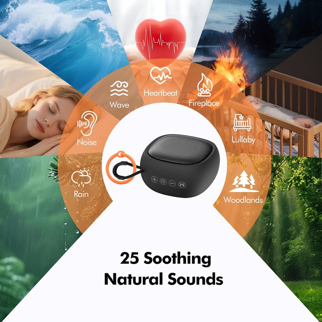 Dedicatedtoyourbettersleep Portable Sound Machine for Baby & Adult, Powerful Speaker 25 Sounds 28 Volumes, White Noise Machine with Memory…