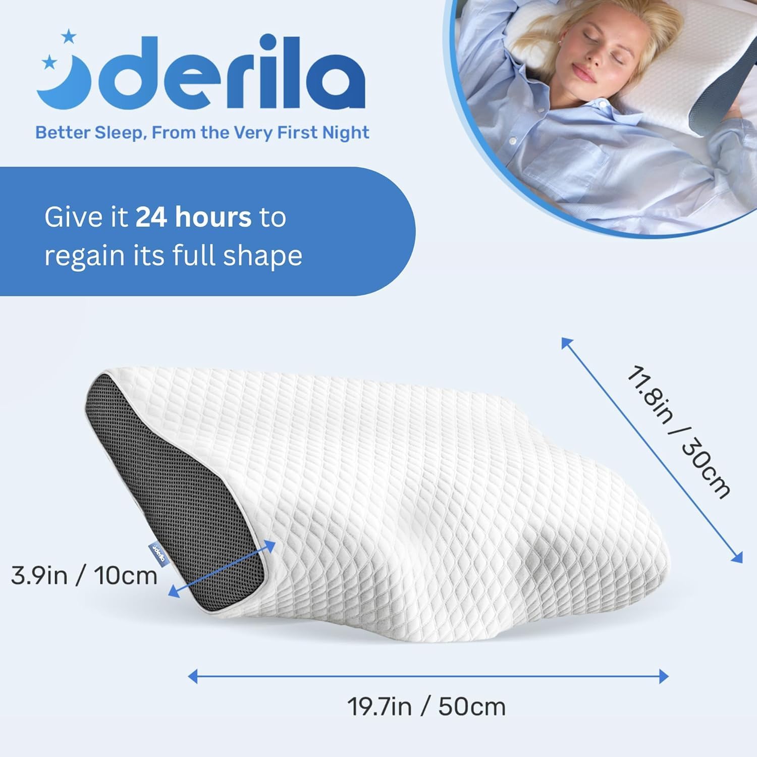 Derila Cervical Neck Pillow for Sleeping - Support Pillow for Back, Stomach, Side Sleeper Contour Memory Foam Pillows for Shoulder…