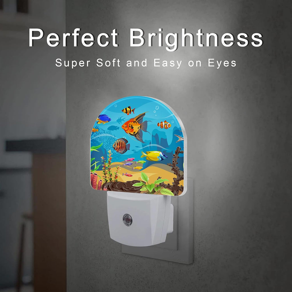 Colorful Fish and Marine Corals Night Light Plug into Wall, Beautiful Underwater Ocean World Dusk to Dawn Night Light, 0.5w Energy Saving…