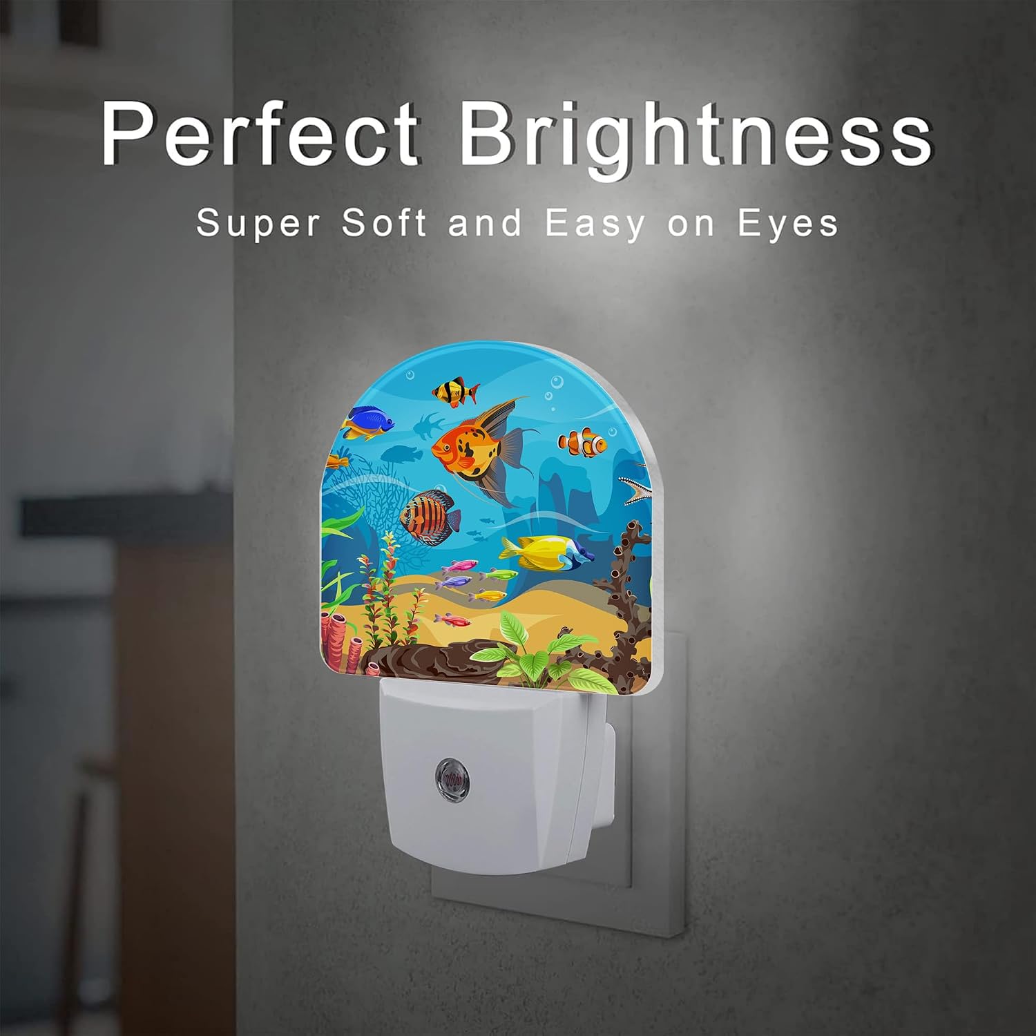 Colorful Fish and Marine Corals Night Light Plug into Wall, Beautiful Underwater Ocean World Dusk to Dawn Night Light, 0.5w Energy Saving…