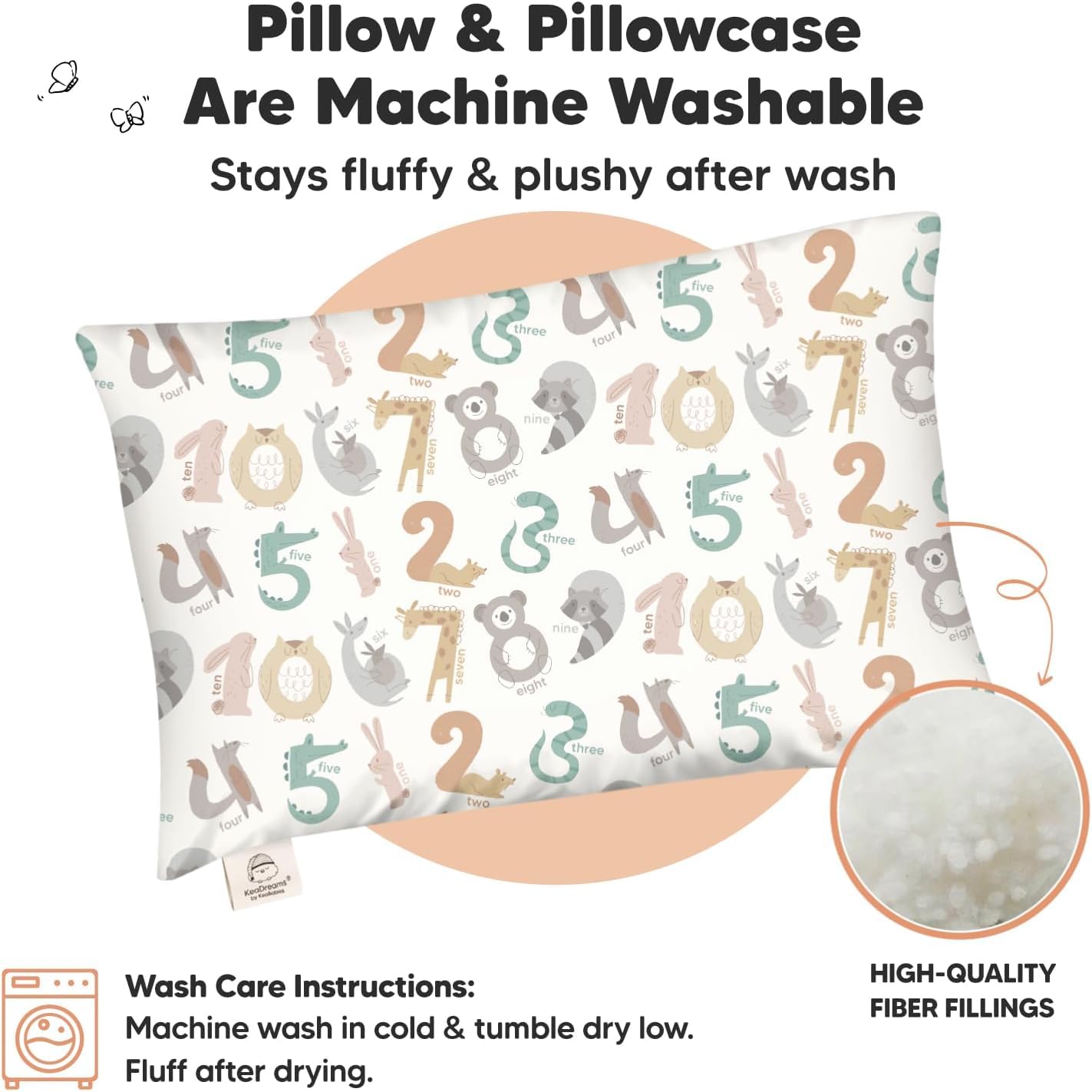 KeaBabies Toddler Pillow with Pillowcase, Jumbo 14X20 - Soft Organic Cotton Toddler Pillows for Sleeping - Machine Washable - Perfect for…