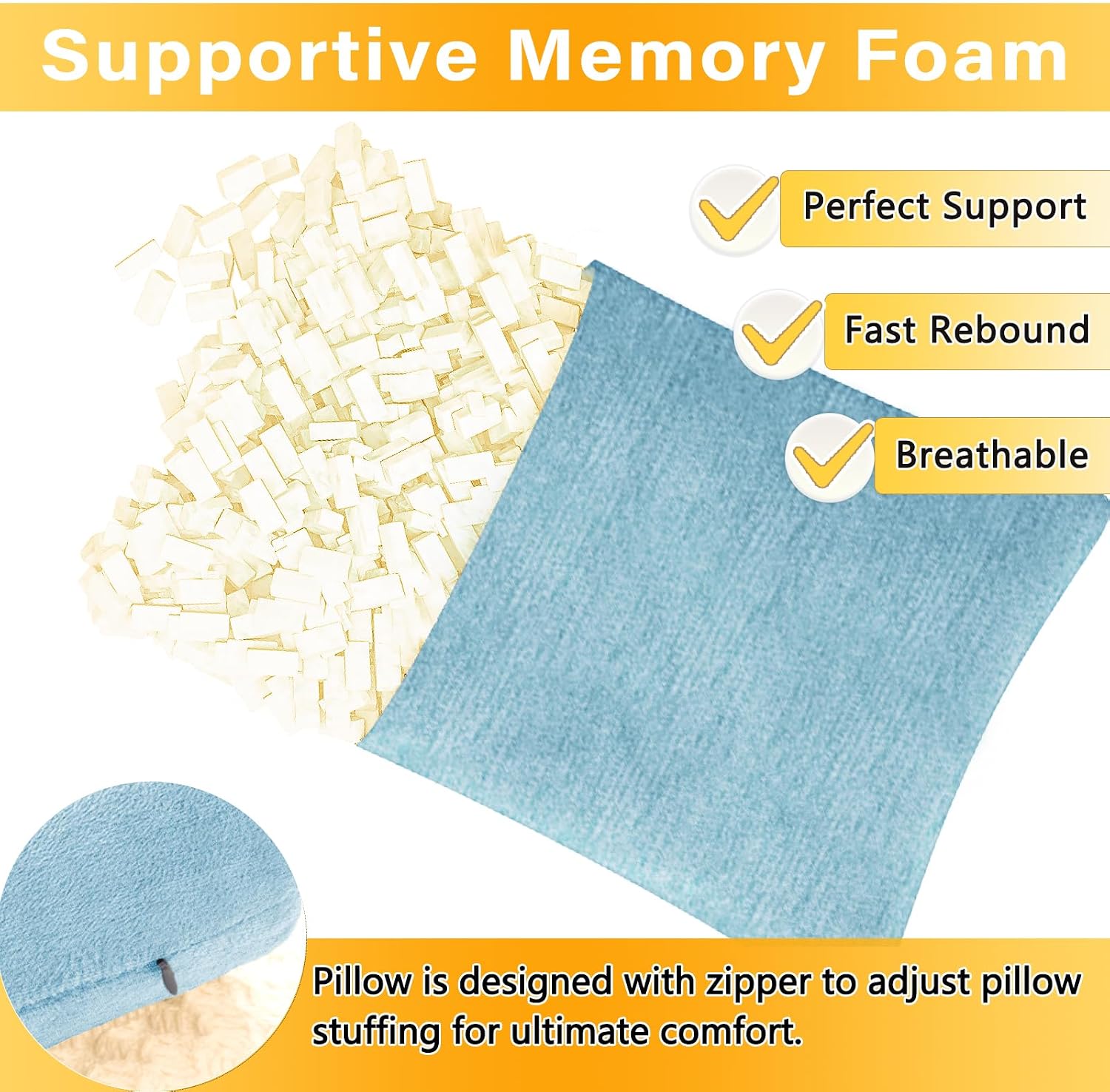1 MIDDLE ONE 2 Pack Small Pillow, Cooling Memory Foam Mini Pillow 11 X 7 Inches for Sleeping, Travel, Nap and Neck, Knee, Lumbar Support…