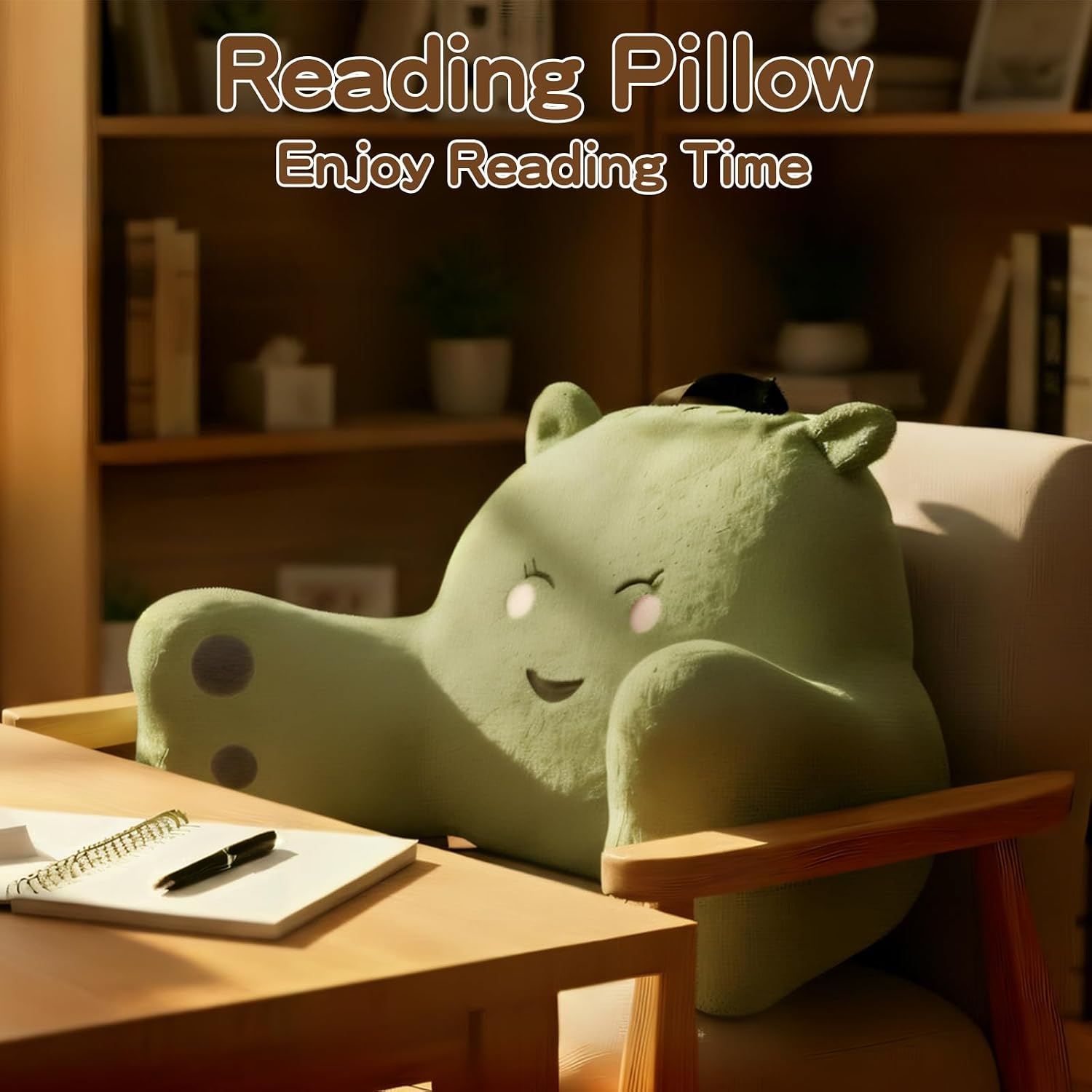 Ajicong Reading Pillow for Sitting in Bed Couch Teens/Adult, Back Rest Pillow for Sitting Up in Bed with Shredded Memory Foam, Includes Arm…