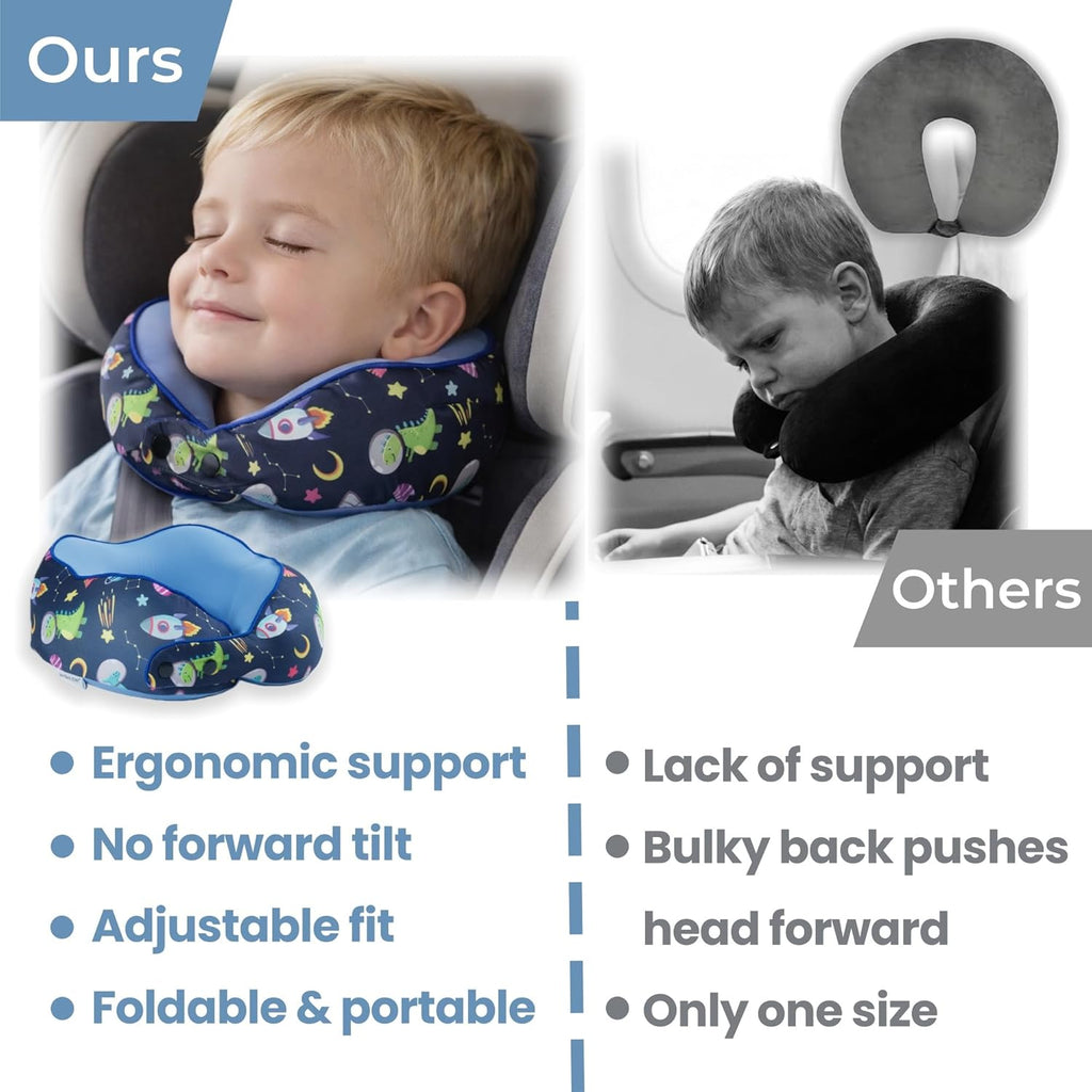 Skytraxcomf SKYTRAX® Certified Kids Safe Memory Foam Travel Neck Pillows for Kids and Toddlers, Cute Cartoon Design, Car Seat & Airplane He…