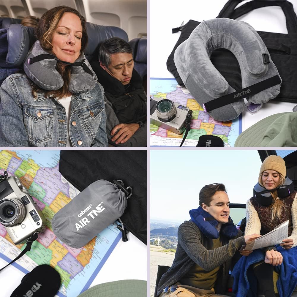 Cabeau Inflatable Travel Pillow – Air TNE – Adjustable, Lightweight, and Supportive for Sleeping on Airplanes, Trains, and Cars– Customized…
