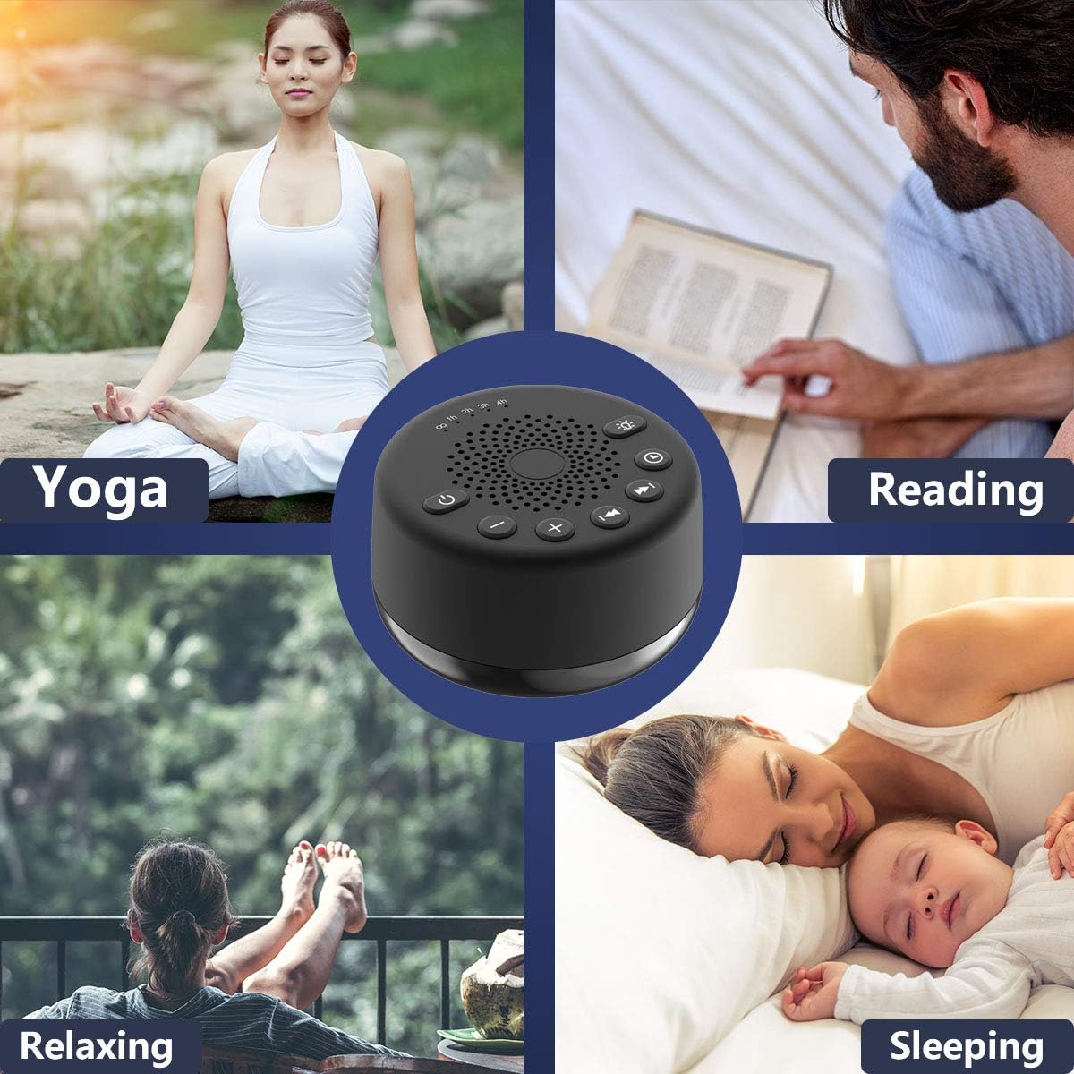 Easysleep Loudspeakers White Noise Machine with 25 Soothing Sounds and Night Lights with Memory Function 32 Levels of Volume and 5 Sleep…