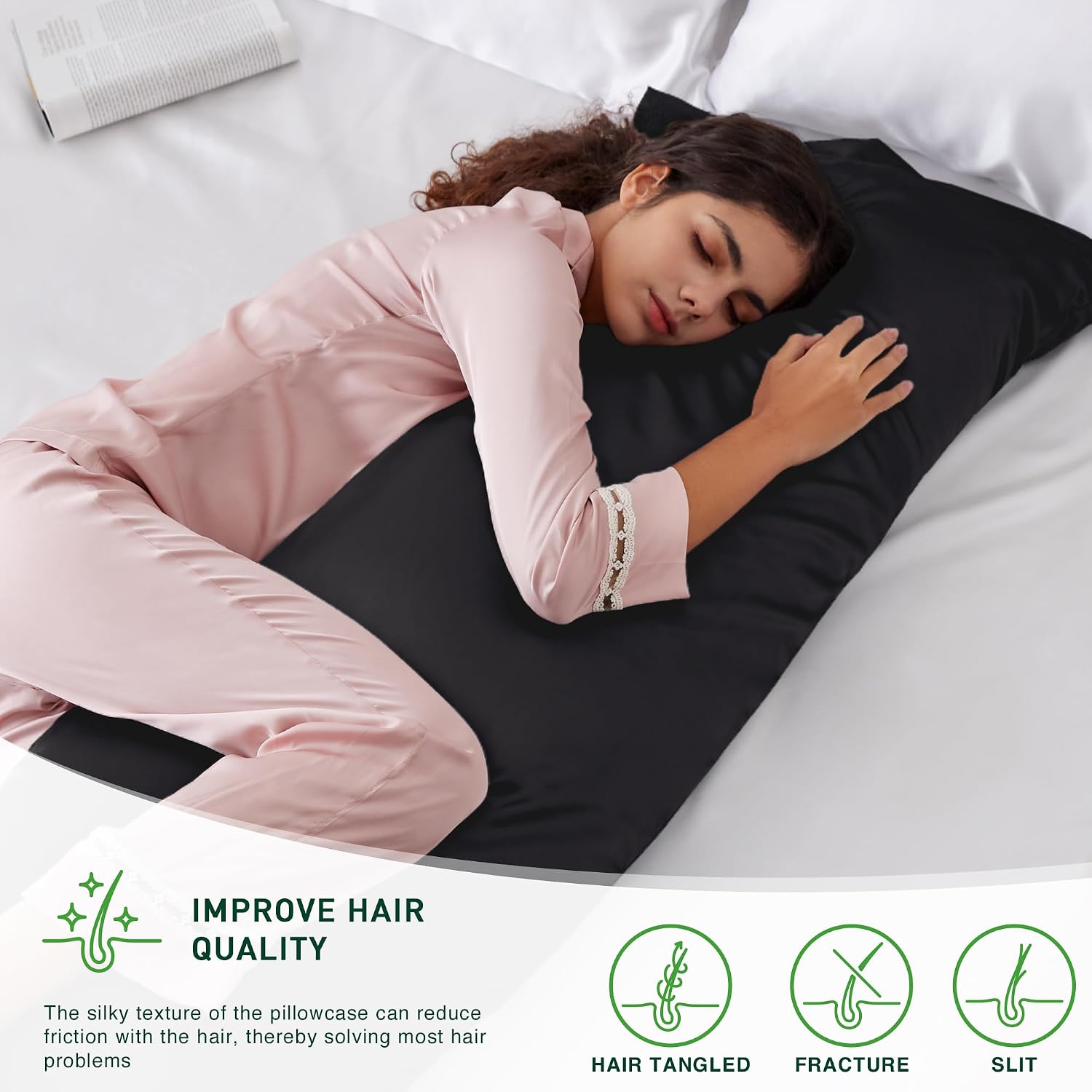 Lovescabin Love's cabin Satin Body Pillowcase 20x54, Cooling Pillow Cover for Hair and Skin, Silky Smooth with Envelope Closure, Similar to…