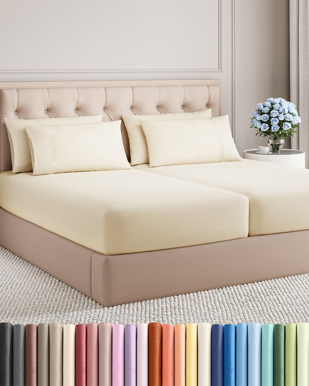 Split King 7 Piece Sheet Set - Comfy, Breathable & Cooling - Soft Hotel Luxury Bedding for Women, Men, Kids, Teens and Children - 1 Flat…