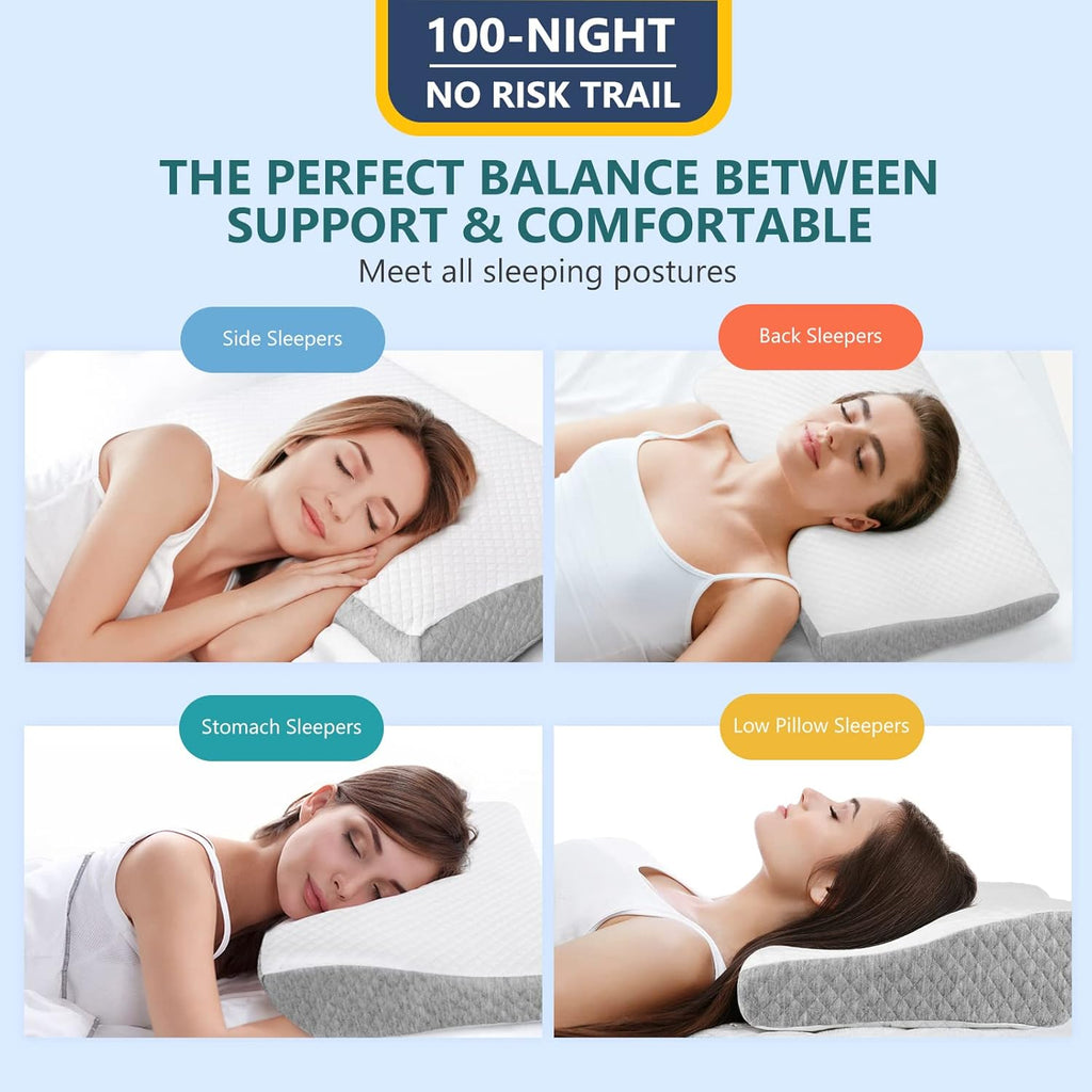 Zamat Contour Memory Foam Pillow for Neck, Adjustable Ergonomic Cervical Pillow for Sleeping, Orthopedic Neck Pillow with Washable Cover,…