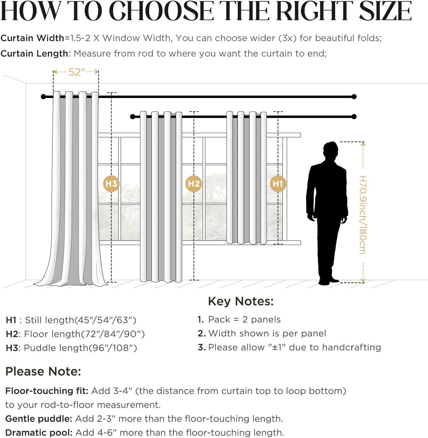 CUCRAF Room Darkening Window Curtains for Bedroom, Light Blocking Drapes for Living Room,52 inch Width x 96 inch Length, Set of 2…