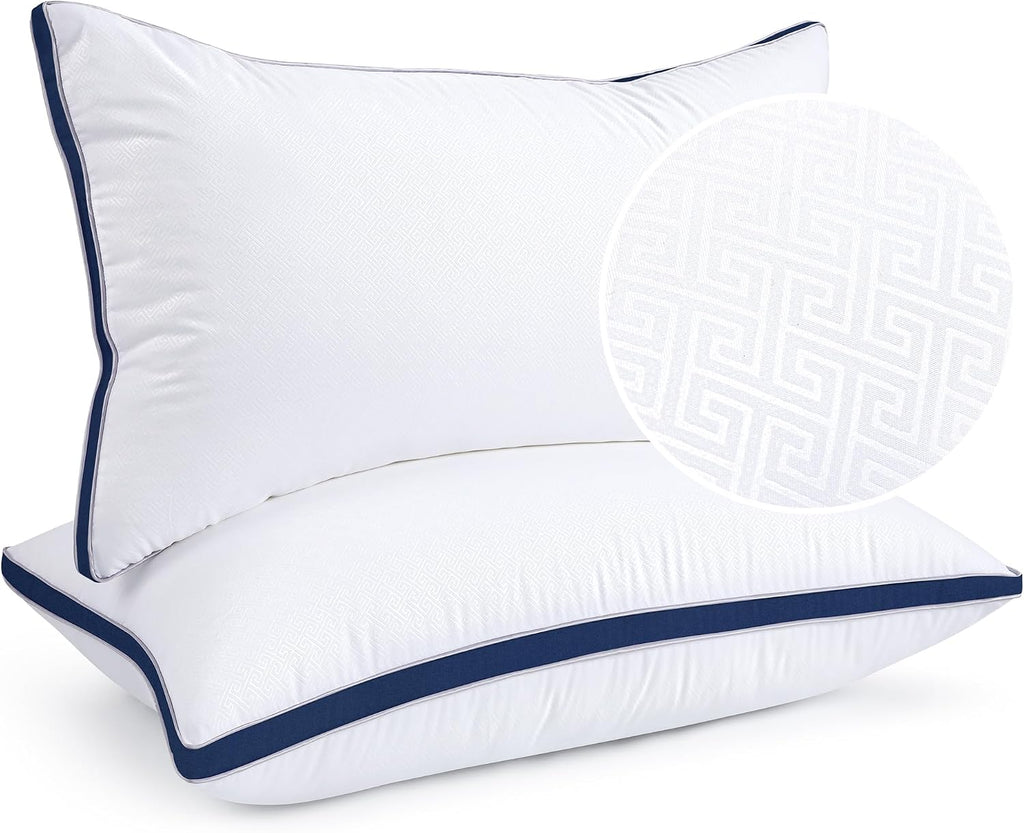 viewstar Bed Pillows King Size Set of 2, Firm Support Down Alternative Gusseted Pillows for Side, Back, or Stomach Sleepers, Navy